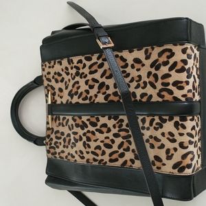 Zara TOTE black with leopard hair calf